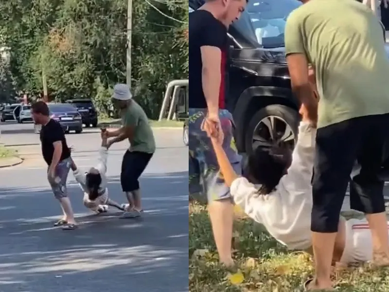 Лежащую посреди проезжей части женщину сняли на видео в Уральске