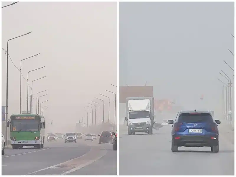 Атырау накрыла пыльная буря