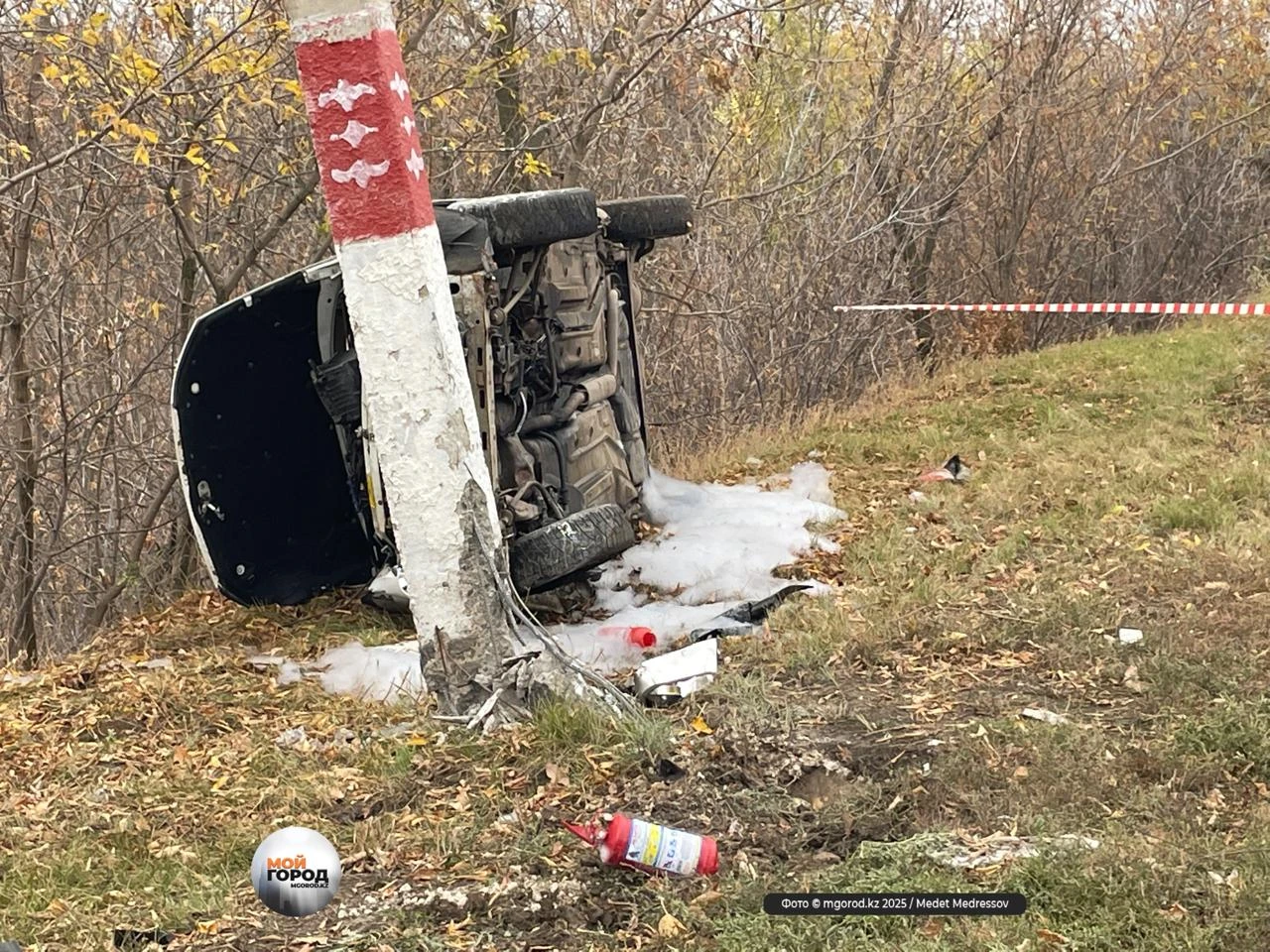 Оралда жол апатынан көлік өртенді