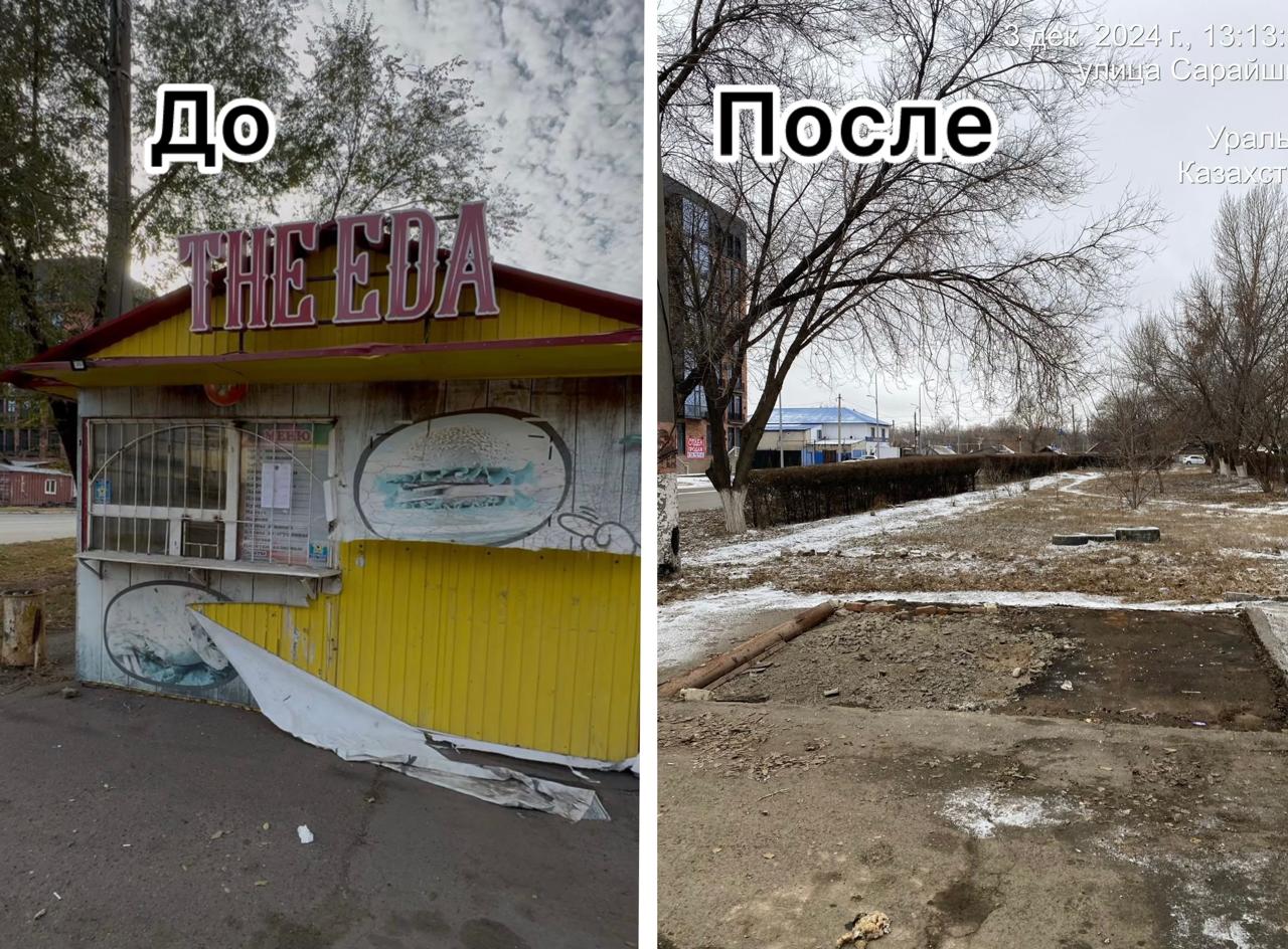 Незаконно установленные киоски убирают в Уральске