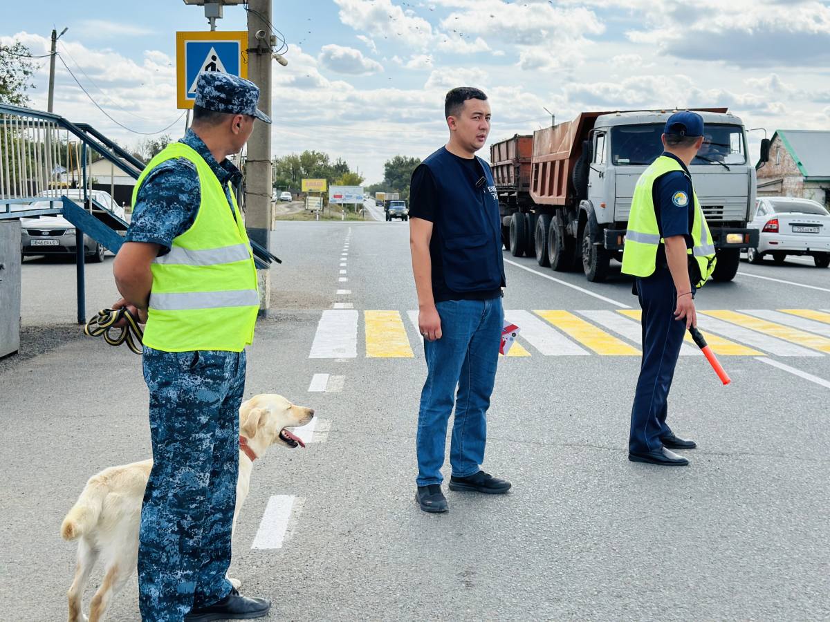 Служебные собаки проверяли грузовики на трассе в ЗКО