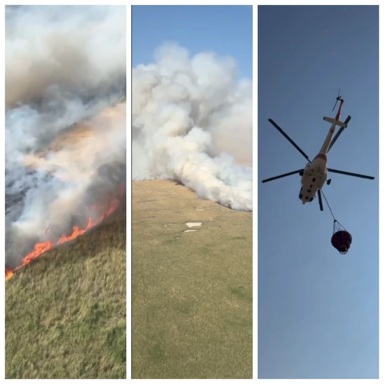 Более 100 тонн воды сбросили с вертолета на горящий камыш в Атырауской области | Мой Город Более 100 тонн воды сбросили с вертолета на горящий камыш в Атырауской области