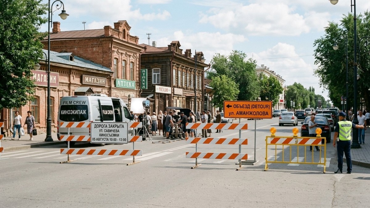 На центральной улице Уральске временно ограничат движение транспорта из-за киносъемок