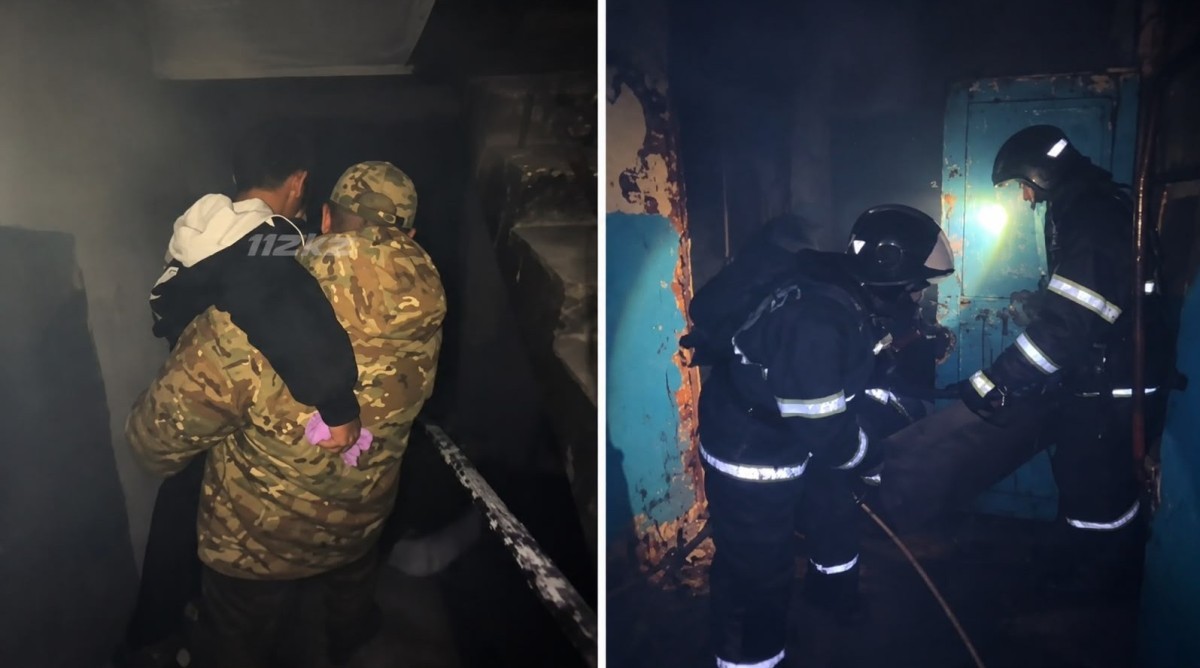 Ақтөбеде өрт сөндірушілер қызыл жалынның ортасынан газ баллонын алып шықты