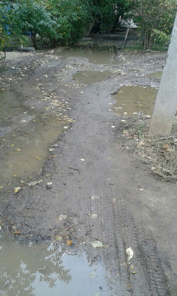 Перед домом грязь по уши