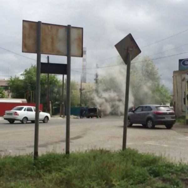 В центре Уральска сгорел автомобиль
