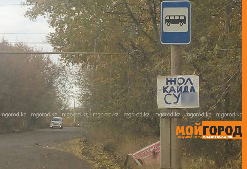 Надпись с матерным словом оставили возмущенные уральцы на разбитой дороге