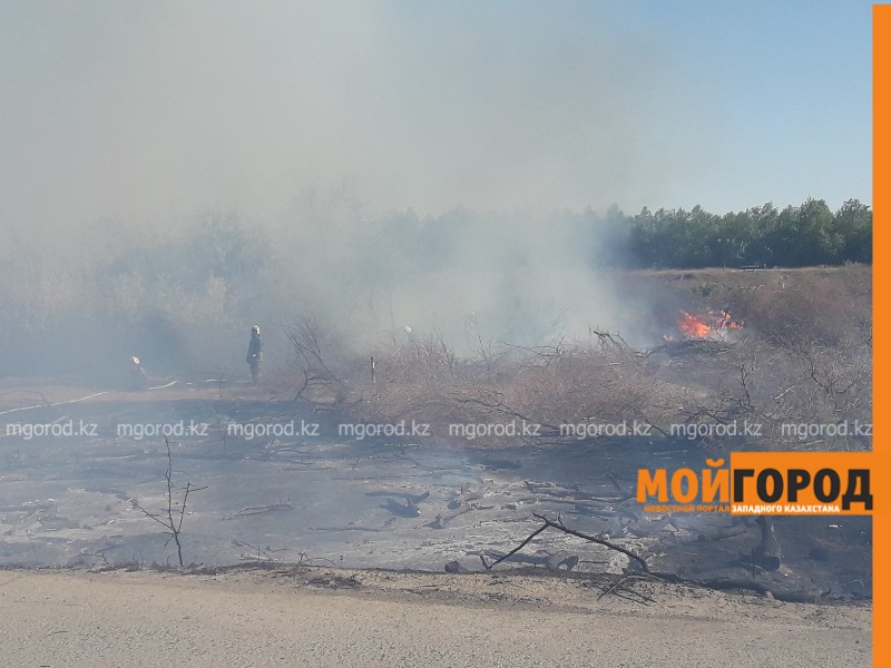 Пожарная машина горела в степном пожаре в Атырау