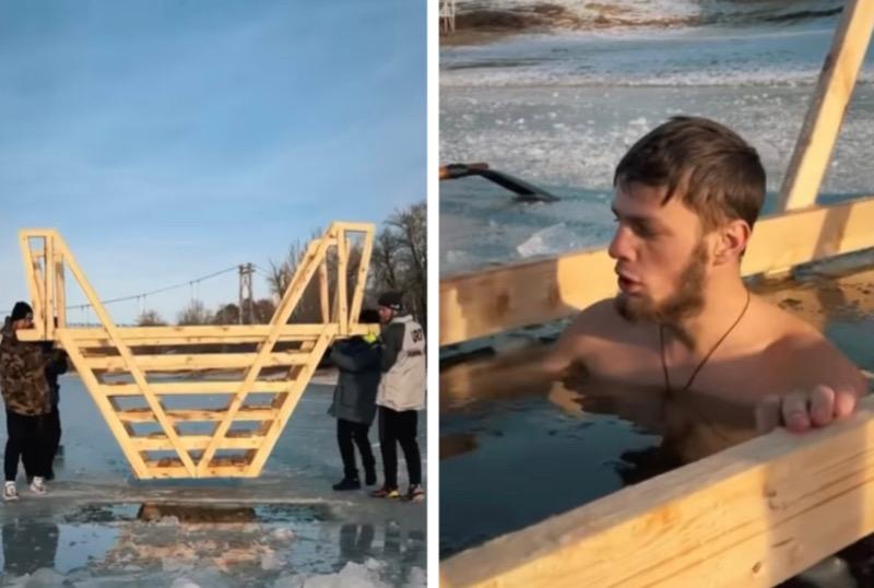 Купель установили в парке Уральска