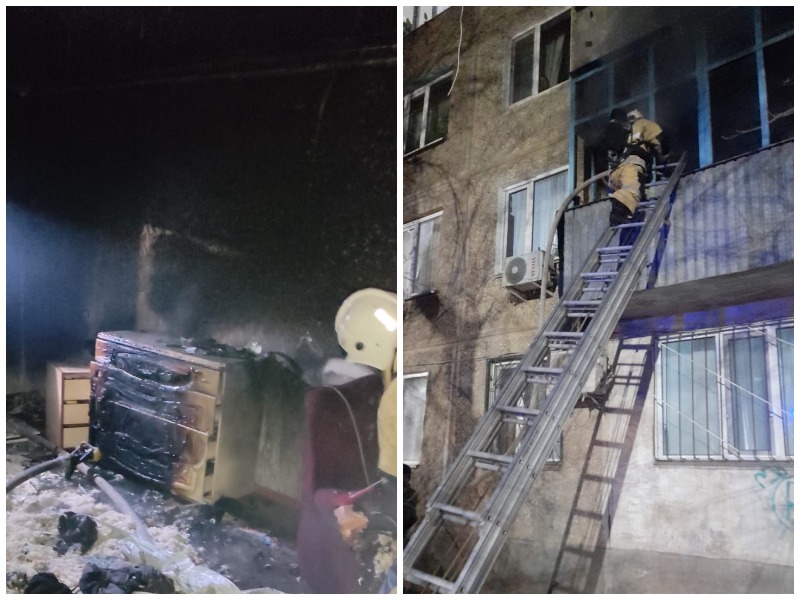 Пожарные спасли мужчину из горящей квартиры в Уральске